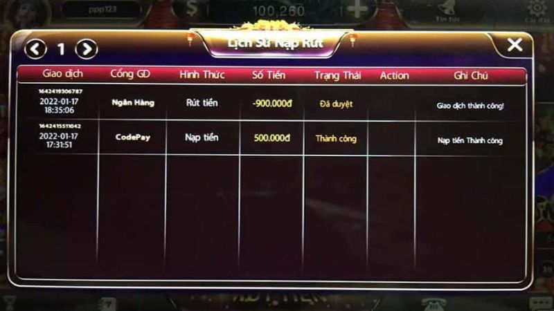 Lịch sử ván chơi ghi nhận lần trúng jackpot tài xỉu